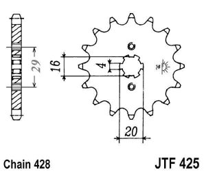 Řetězové kolečko JT JTF 425-15 15 zubů, 428